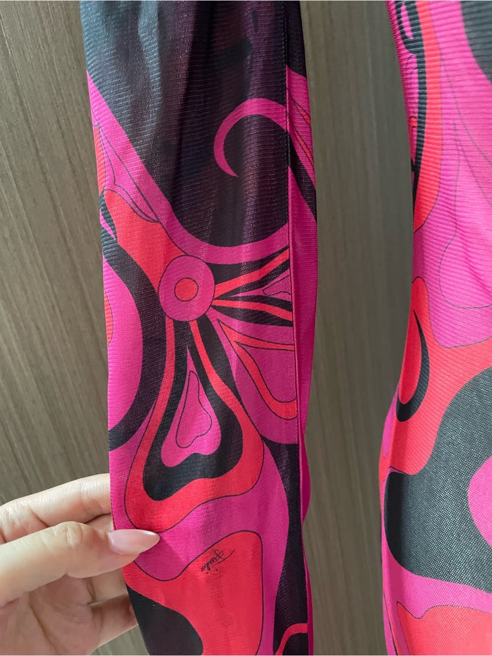 Emilio Pucci Fuchsia, Orange & Black Abstract-Print Long Sleeve Maxi Dress - Picture 6 of 9